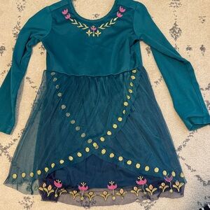 Hanna Andersson Teal Dress with Gold and Pink Accents